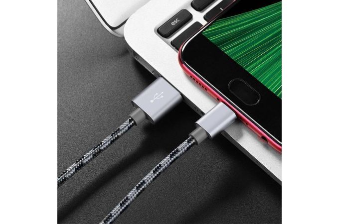 Кабель USB - MicroUSB BOROFONE BX24 2A (серый) 1м (в оплетке)