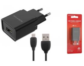 Сетевое зарядное устройство USB + кабель MicroUSB BOROFONE BA19A Nimble 1000mAh (черный)