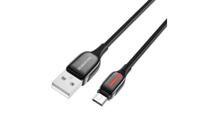 Кабель USB - MicroUSB BOROFONE BU14 2,4A (черный) 1,2м (в оплетке)