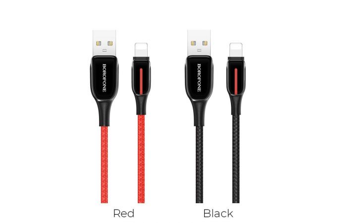 Кабель USB - Lightning BOROFONE BU14, 2,4A (черный) 1,2м (в оплетке)