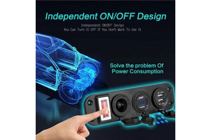 Разветвитель прикуривателя в авто TDS TS-CAU45 Зеленый (Врезной)