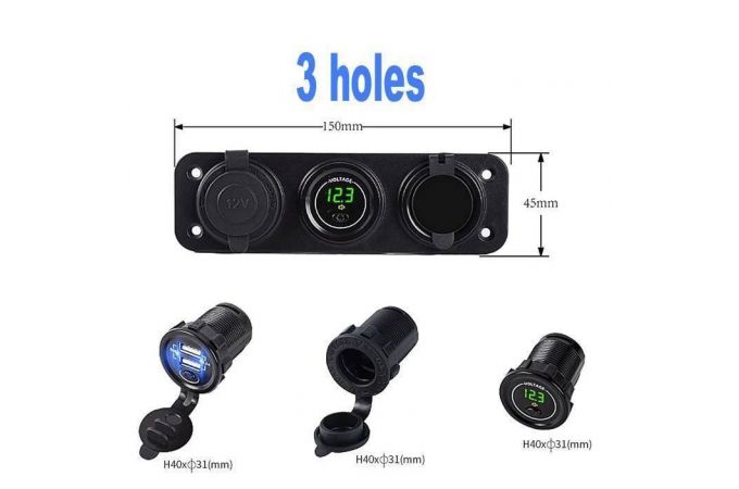 Разветвитель прикуривателя в авто TDS TS-CAU48 Красный (Врезной)