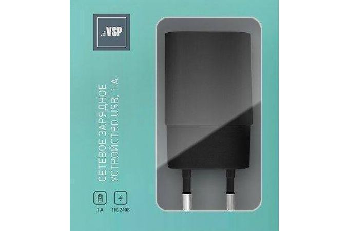 Сетевое зарядное устройство USB BoraSCO (20642) USB 1A (черный)