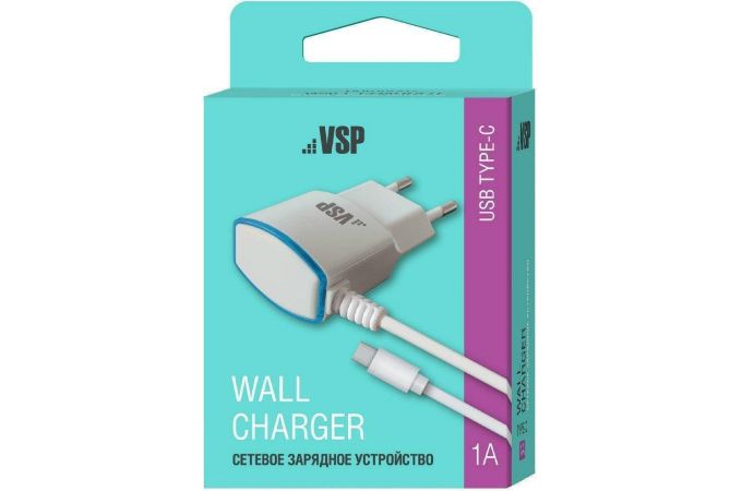 Сетевое зарядное устройство USB + кабель Type-C BoraSCO (38683) 1A (белый)