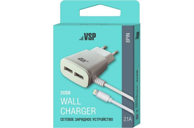 Сетевое зарядное устройство USB + кабель Lightning BoraSCO (38687) 2 USB 2.1A (белый)