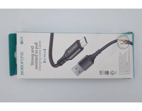 Кабель USB - MicroUSB BOROFONE BX54 2,4A (черный) 1м (в оплетке) (УЦЕНКА! МЯТАЯ УПАКОВКА)