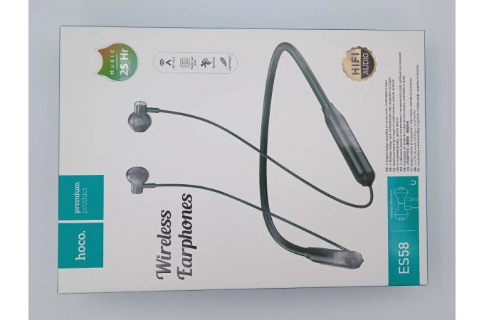 Наушники вакуумные беспроводные HOCO ES58 Sound tide sports BT headset Bluetooth (зеленый) (УЦЕНКА! МЯТАЯ УПАКОВКА)