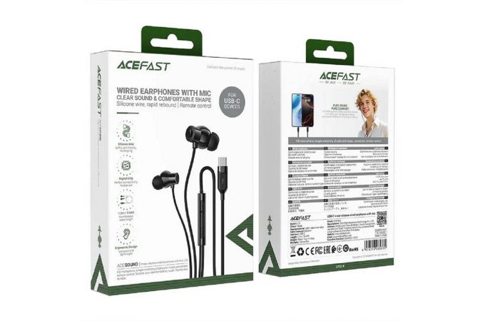 Наушники вакуумные проводные ACEFAST L10 USB-C in-ear silicone wired earphones with mic (Черный)