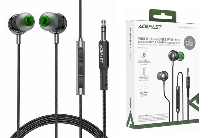 Наушники проводные ACEFAST L4 3.5mm in-ear wired earphones with mic(Черный)