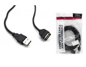 Кабель USB 2.0 удлинитель Type-A (папа - мама) удлинитель 10 м черный (NN-U2MFBk10)