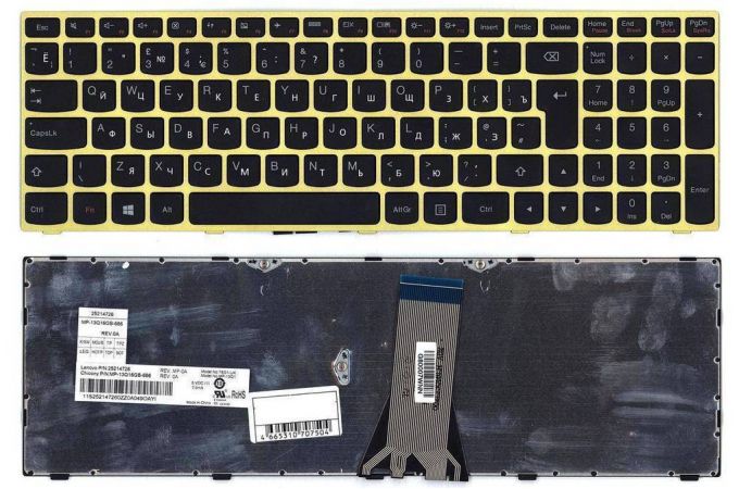 Клавиатура для ноутбука Lenovo IdeaPad G50-70 G50-30 черная с салатовой рамкой