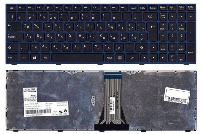 Клавиатура для ноутбука Lenovo IdeaPad G50-70 G50-30 черная с синей рамкой