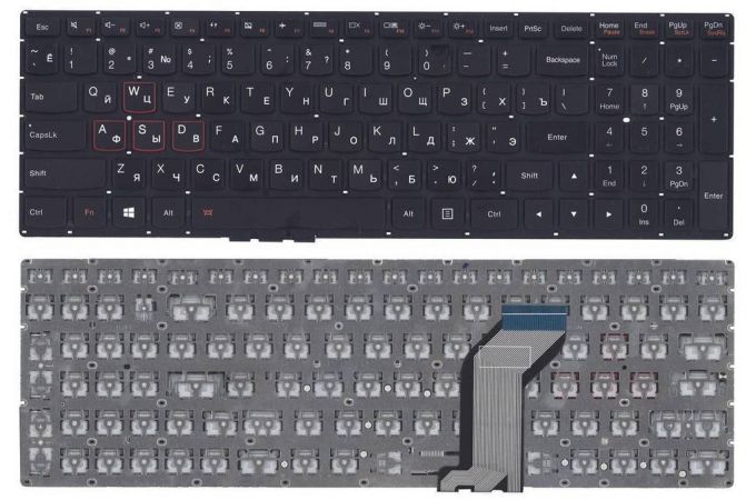 Клавиатура для ноутбука Lenovo IdeaPad Y700 Y700-15ISK черная без подсветки