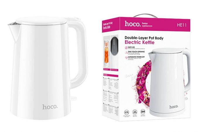 Чайник электрический HOCO HE11 объем 1,7л БЕЛЫЙ