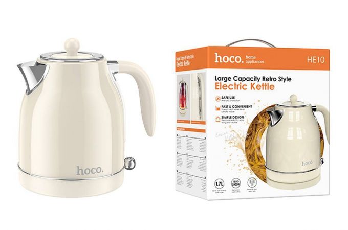 Чайник электрический HOCO HE10 retro объем 1,7л МОЛОЧНО-БЕЛЫЙ
