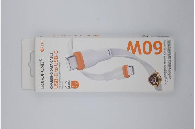 Кабель USB Type-C - USB Type-C BOROFONE BX118 Esplendido 60W (белый) 1м (УЦЕНКА! МЯТАЯ УПАКОВКА)