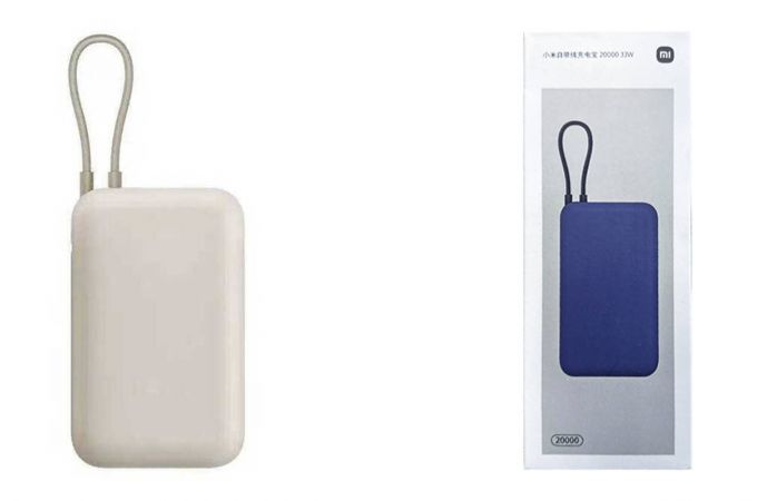 Универсальный дополнительный аккумулятор Power Bank Xiaomi 10000 mah 22,5W c проводом (серый)