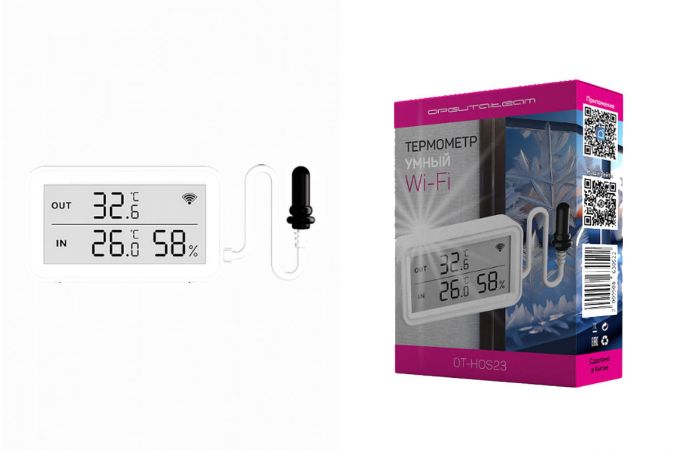 Умный термометр-гигрометр Орбита OT-HOS23 (Wi-Fi, 2*ААА)