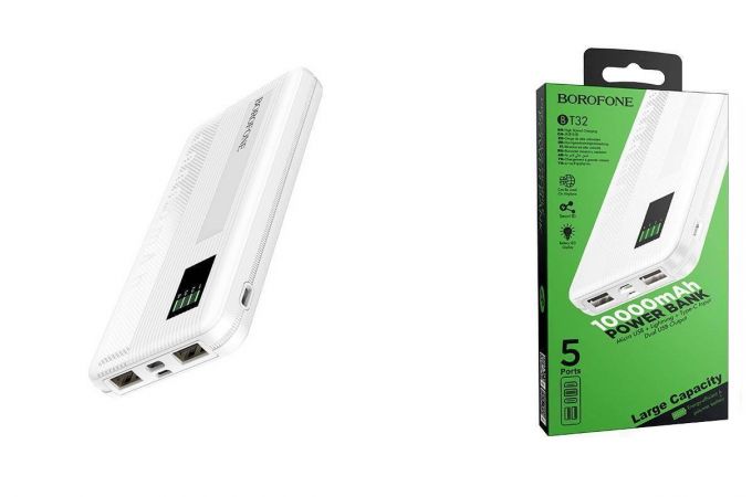 Универсальный дополнительный аккумулятор Power Bank BOROFONE BT32 (10000 mAh) (белый)