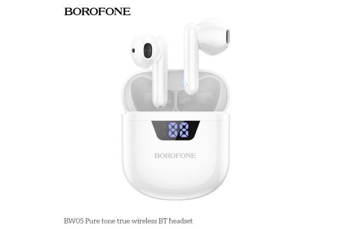 Наушники вакуумные беспроводные BOROFONE BW05 Pure tone true Wireless Earphone Bluetooth (белый)