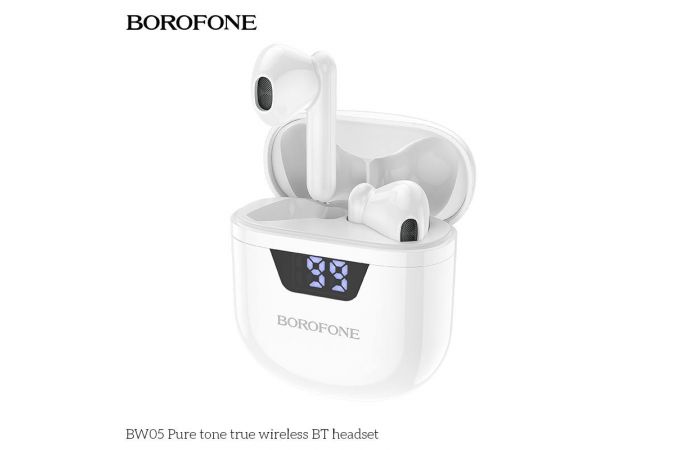Наушники вакуумные беспроводные BOROFONE BW05 Pure tone true Wireless Earphone Bluetooth (белый)