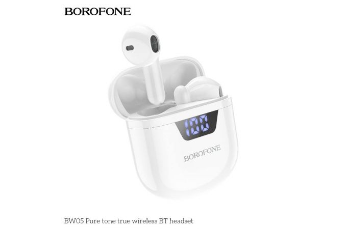 Наушники вакуумные беспроводные BOROFONE BW05 Pure tone true Wireless Earphone Bluetooth (белый)