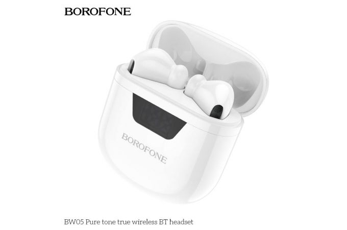 Наушники вакуумные беспроводные BOROFONE BW05 Pure tone true Wireless Earphone Bluetooth (белый)