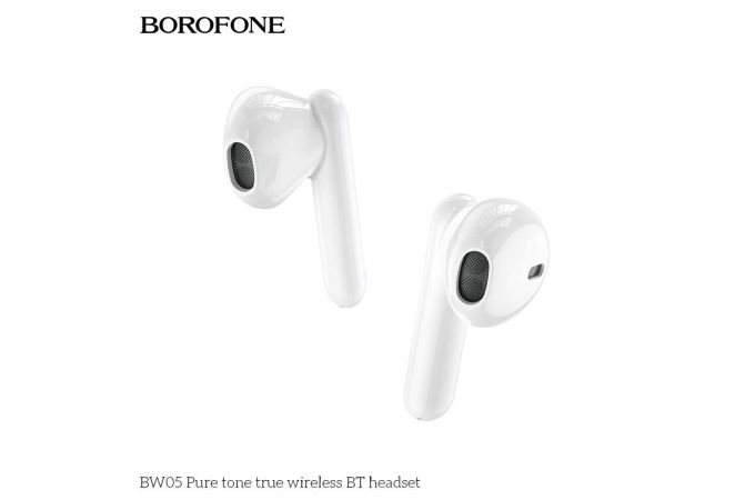 Наушники вакуумные беспроводные BOROFONE BW05 Pure tone true Wireless Earphone Bluetooth (белый)