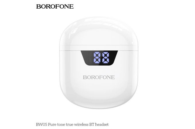 Наушники вакуумные беспроводные BOROFONE BW05 Pure tone true Wireless Earphone Bluetooth (белый)