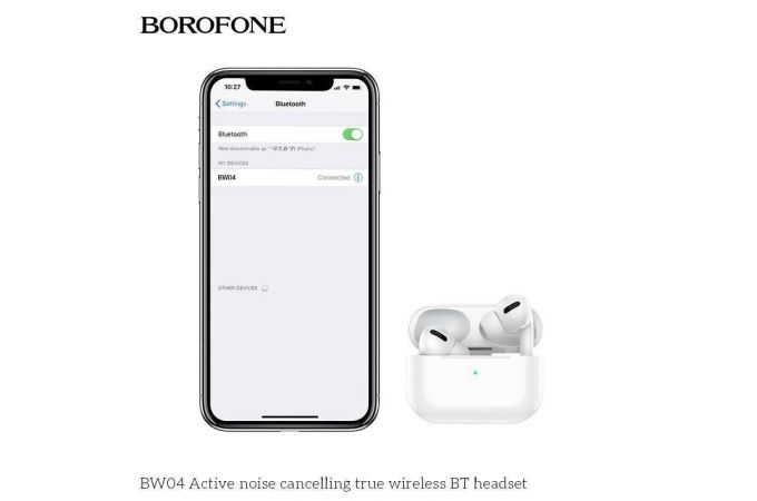 Наушники вакуумные беспроводные BOROFONE BW04 Bluetooth (белый) (Активное шумоподавление)