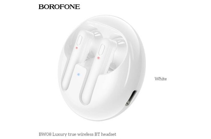 Наушники вакуумные беспроводные BOROFONE BW08 Luxury true Wireless Earphone Bluetooth (белый)