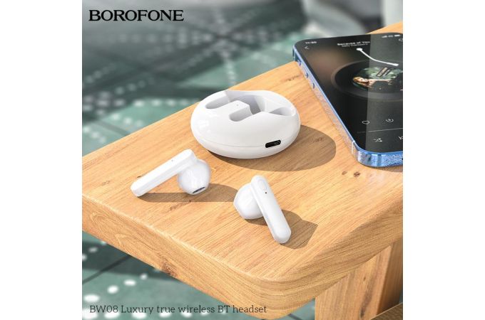 Наушники вакуумные беспроводные BOROFONE BW08 Luxury true Wireless Earphone Bluetooth (белый)