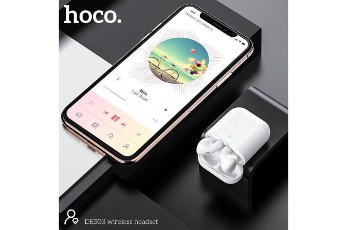 Наушники вакуумные беспроводные HOCO DES03 TWS wireless headset Bluetooth (белый)