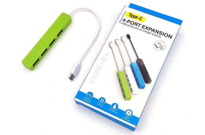 Разветвитель USB-C HUB NN-HB003 на 4 порта (зеленый)