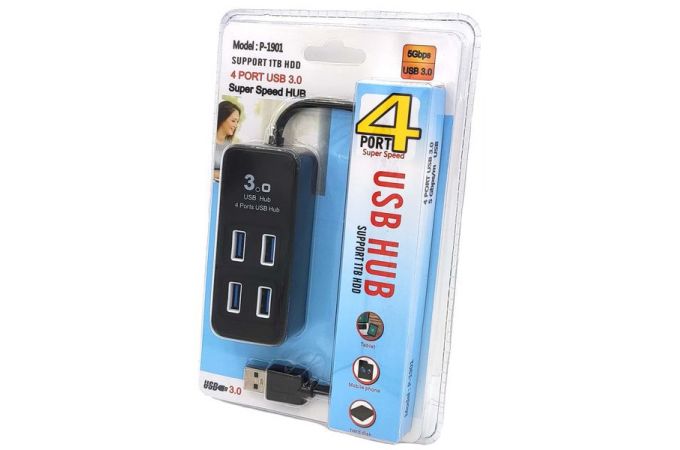 Разветвитель USB HUB 3.0 NN-HB008 на 4 порта (черный)