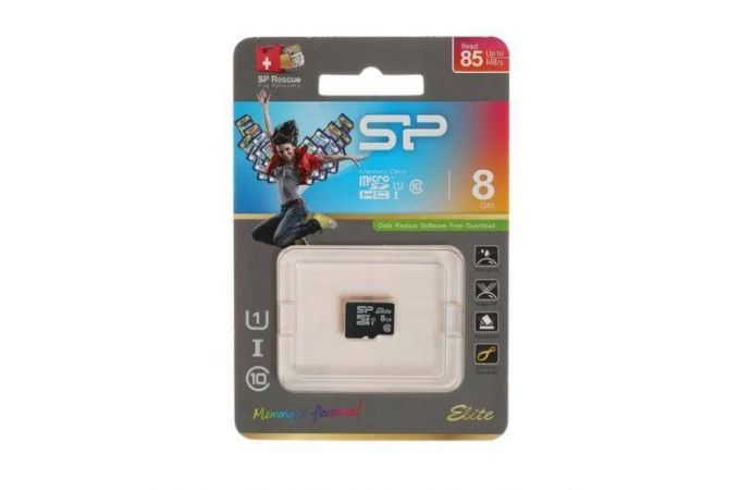 Карта памяти SDHC  8 Gb Silicon Power Elite Class 10 UHS-I SP008GBSDHAU1V10