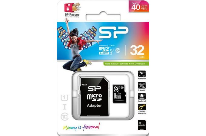 Карта памяти MicroSDHC 32 Gb Silicon Power class 10 SP032GBSTH010V10SP