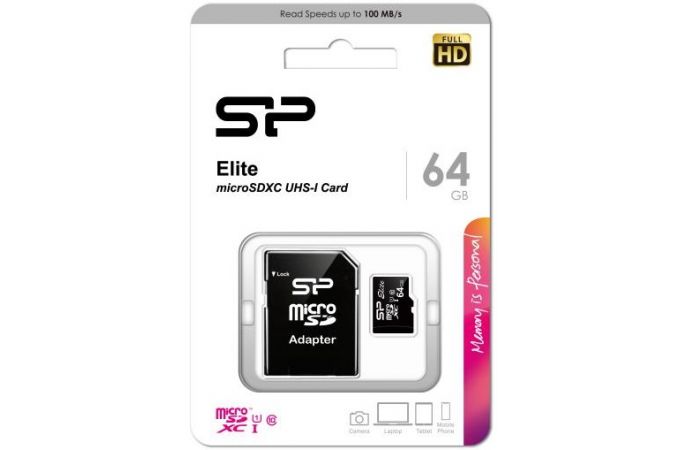 Карта памяти MicroSDXC 64 Gb Silicon Power Elite  UHS-I U1 R/W85/15 SP064GBSTXBU1V10SP