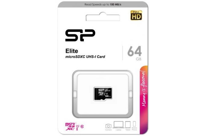 Карта памяти MicroSDXC 64 Gb Silicon Power Elite б/ад UHS-I U1 R/W85/15 SP064GBSTXBU1V10