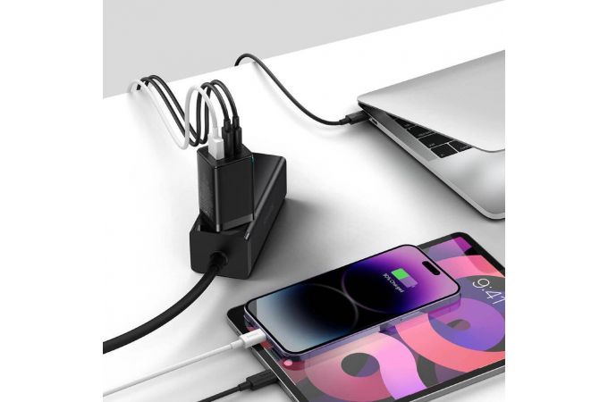 Сетевое зарядное устройство USB + 2USB-C Baseus GaN5 Pro Fast Charger 2C+U 65W EU  1m (черный)