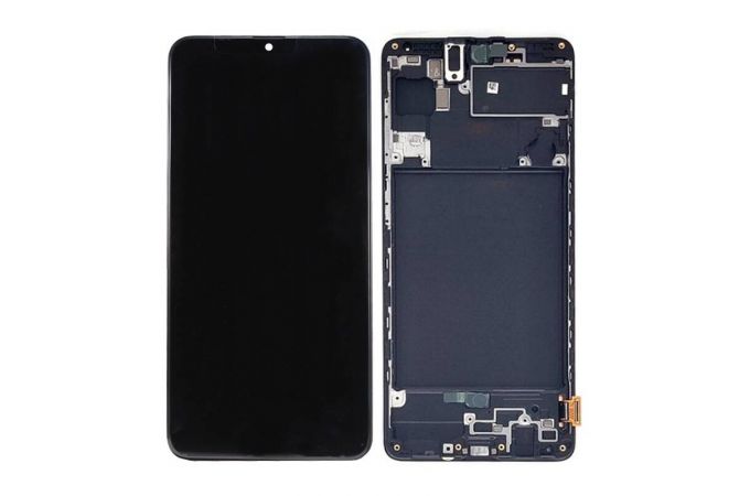 Дисплей для Samsung A715F Galaxy A71 Black (черный) в сборе с тачскрином + рамка (переклейка)