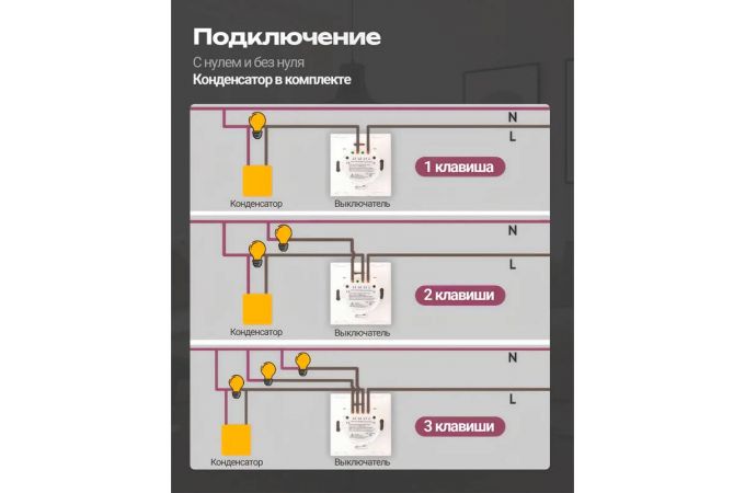 Умный выключатель Орбита OT-HOS12 (1кн,Wi-Fi 2.4 + RF 433MHz, сенсор) Черный