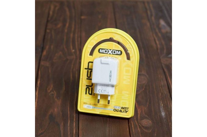 Сетевое зарядное устройство USB + кабель Lightning MOXOM KH-47 Ip5 2400mAh (белый)