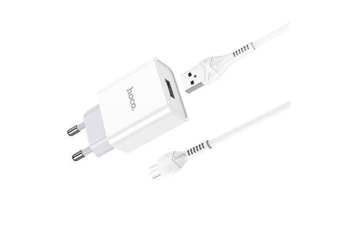 Сетевое зарядное устройство USB + кабель MicroUSB HOCO C81A Asombroco 2100mAh (белый)