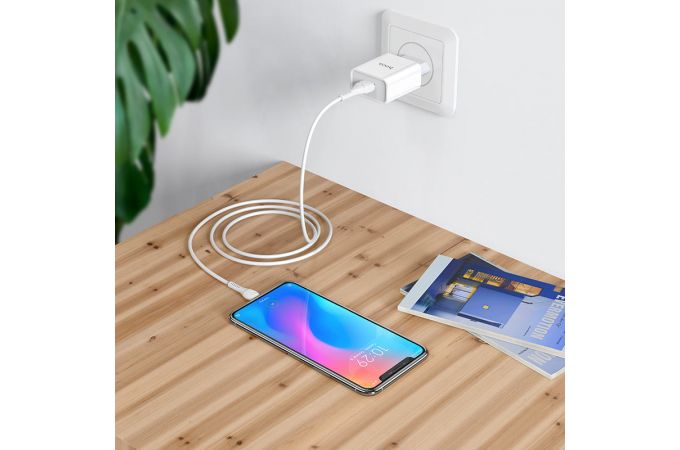 Сетевое зарядное устройство USB + кабель MicroUSB HOCO C81A Asombroco 2100mAh (белый)