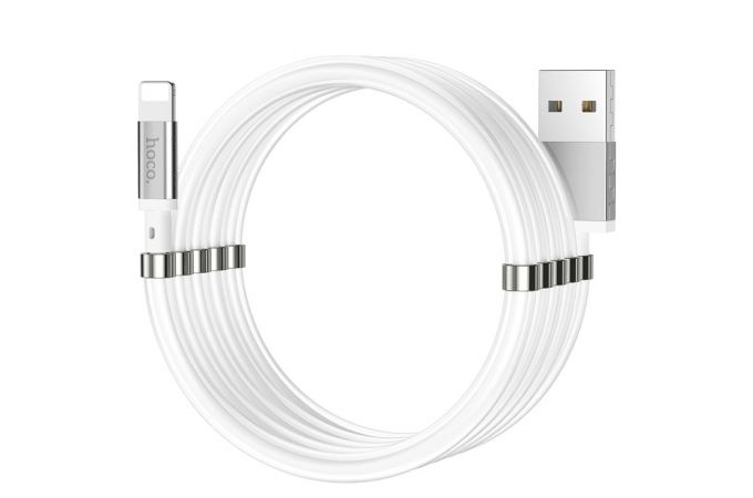 Кабель USB - Lightning HOCO U91, 2,4A (белый) 1м (магнитные вставки)