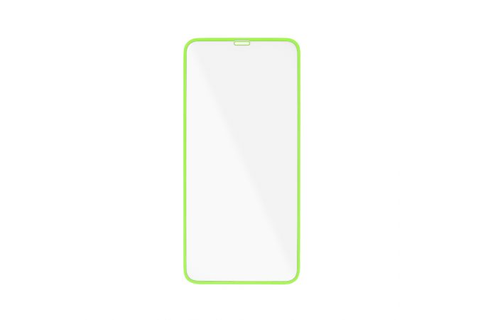 Защитное стекло дисплея iPhone XR (6.1)/11 прозрачное со светящейся оранжевой рамкой