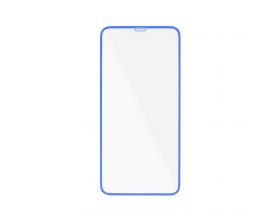 Защитное стекло дисплея iPhone XR (6.1)/11 прозрачное со светящейся синей рамкой