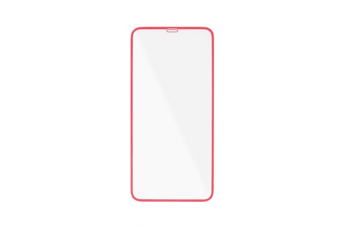 Защитное стекло дисплея iPhone 12 (6.1) прозрачное со светящейся красной рамкой