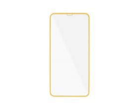 Защитное стекло дисплея iPhone 12 (6.1) прозрачное со светящейся оранжевой рамкой